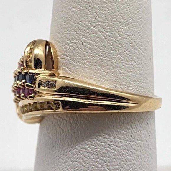 14K YELLOW GOLD TOURMALINE & DIAMOND RING SIZE 5.5 - Picture 5 of 8